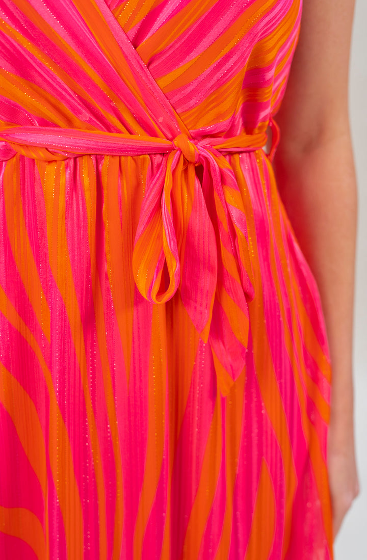 Minikleid mit Spaghettiträgern (Pink-Orange)