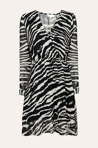 Kurzes Kleid mit Zebraprint (Schwarz-Weiss)