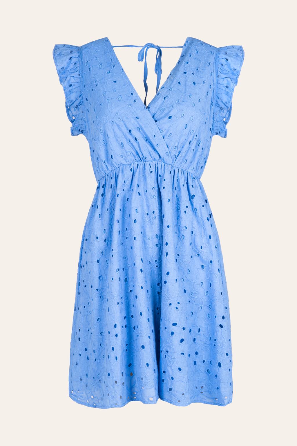 Kurzes Kleid mit Lochstickerei (Blau)