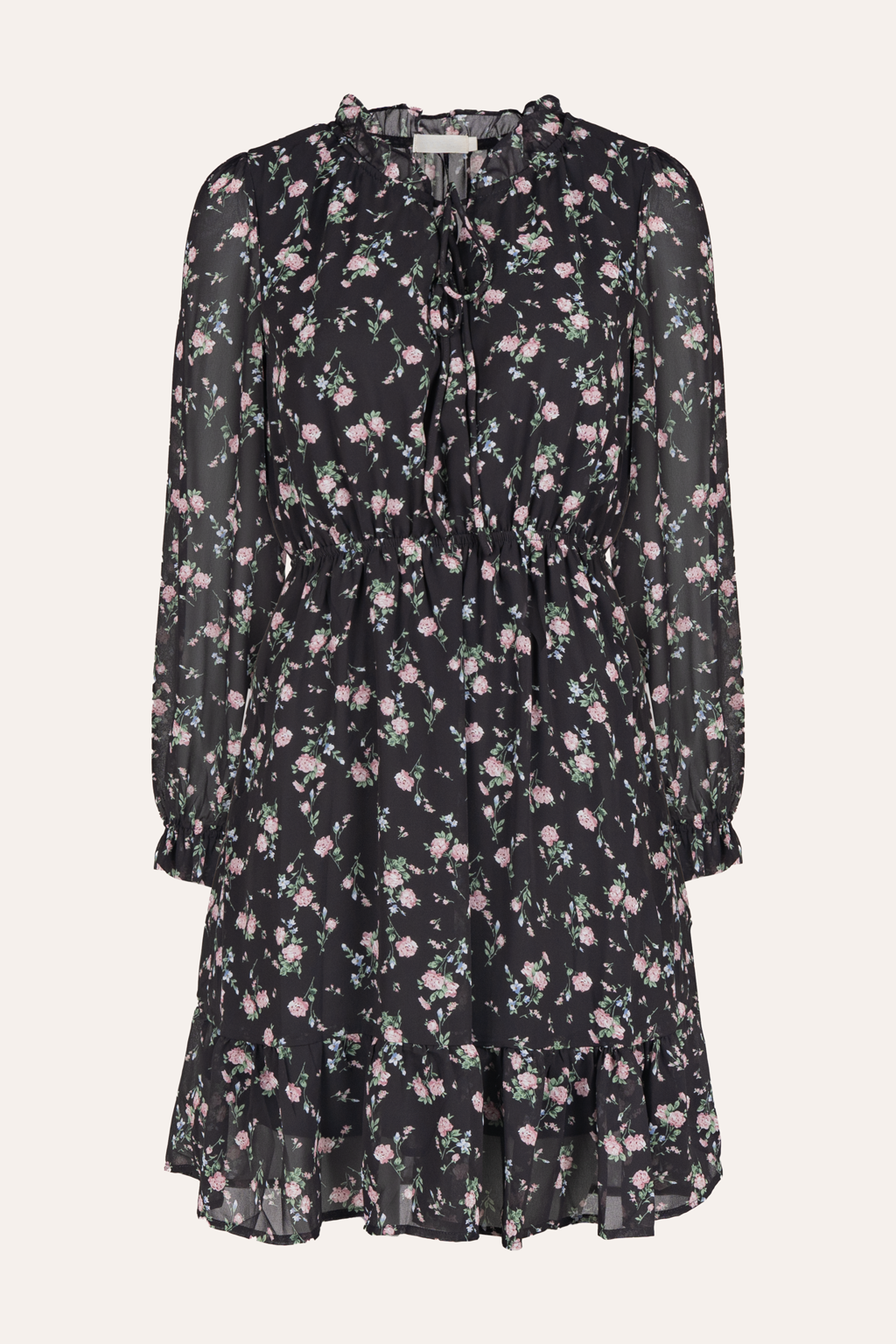 Kurzes Kleid mit Blumenprint (Schwarz-Bunt)