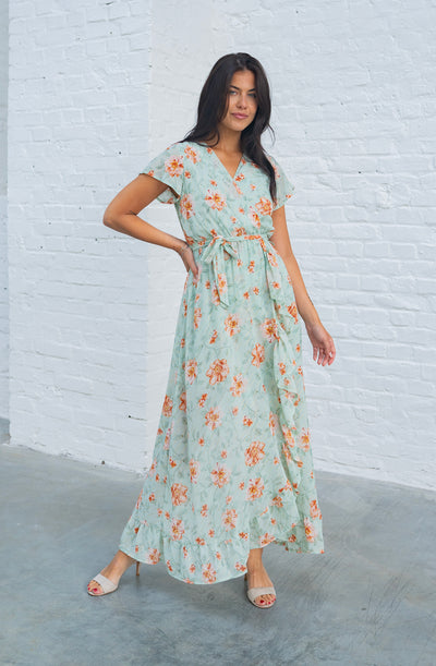 Maxikleid in Wickeloptik (Mint)