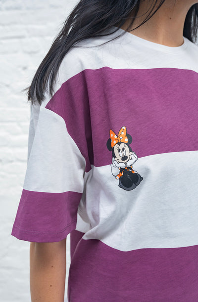 Gestreiftes T-Shirt Minnie Mouse (Fuchsia)