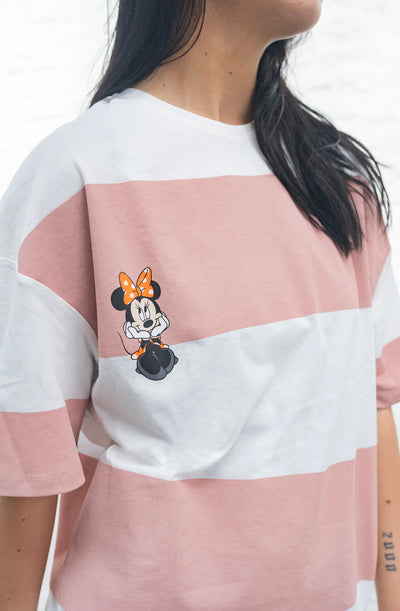 Gestreiftes T-Shirt Minnie Mouse (Rosa)