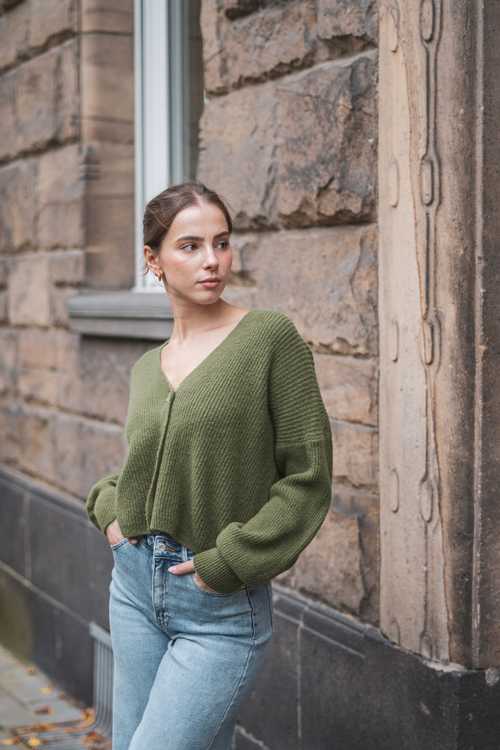 Cardigan mit Knopfleiste (Khaki)