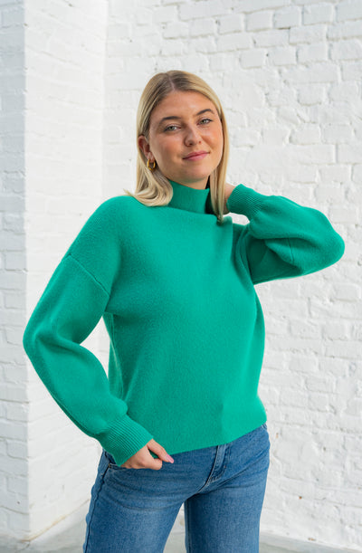 Pullover mit Stehkragen (Türkis-Grün)