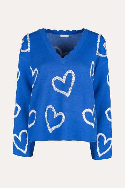 Pullover mit Herzen (Blau)