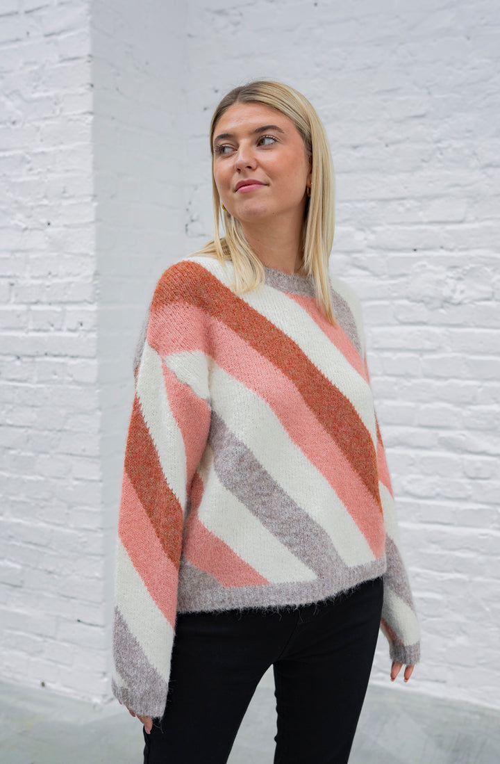 Strickpullover mit Muster (Rosa-Beige)