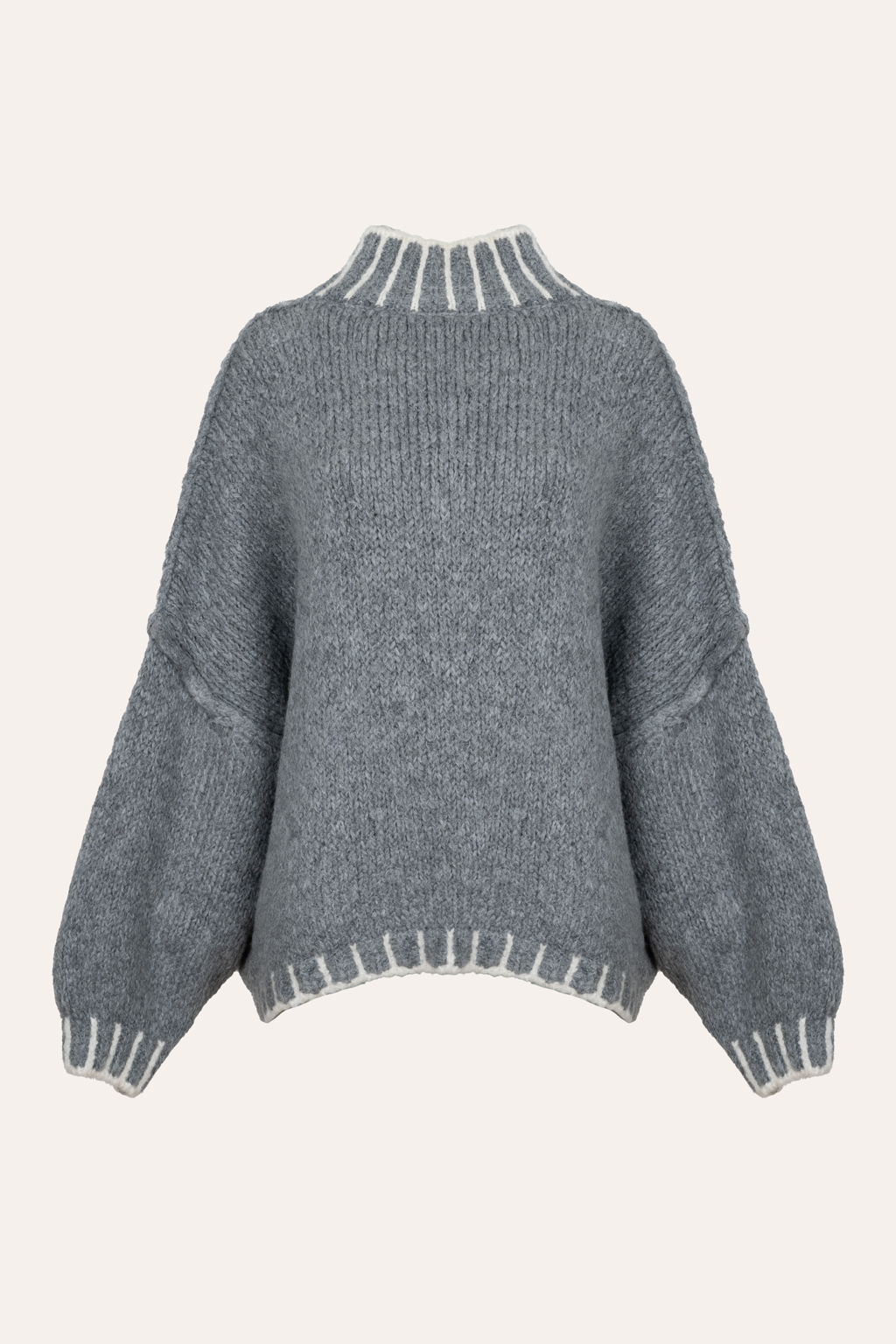 Pullover mit Ziernähten (Grau)