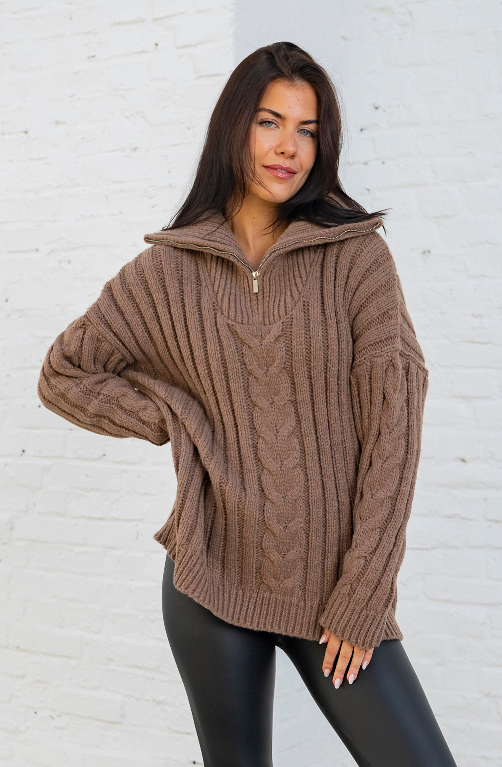 Zip Pullover (Braun)