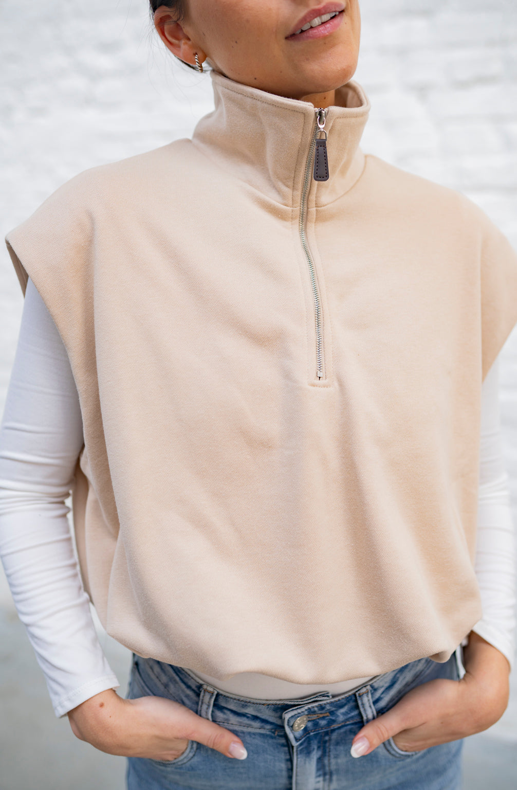 Pullunder mit Half Zip (Beige)