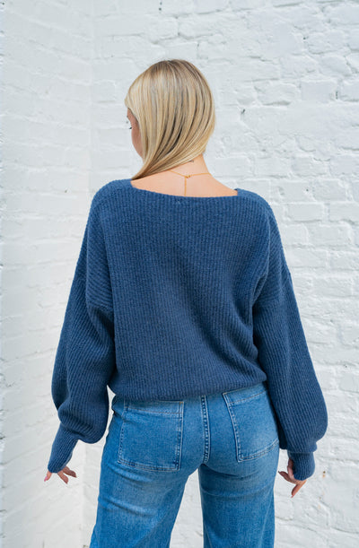 Pullover mit V-Ausschnitt (Blau)
