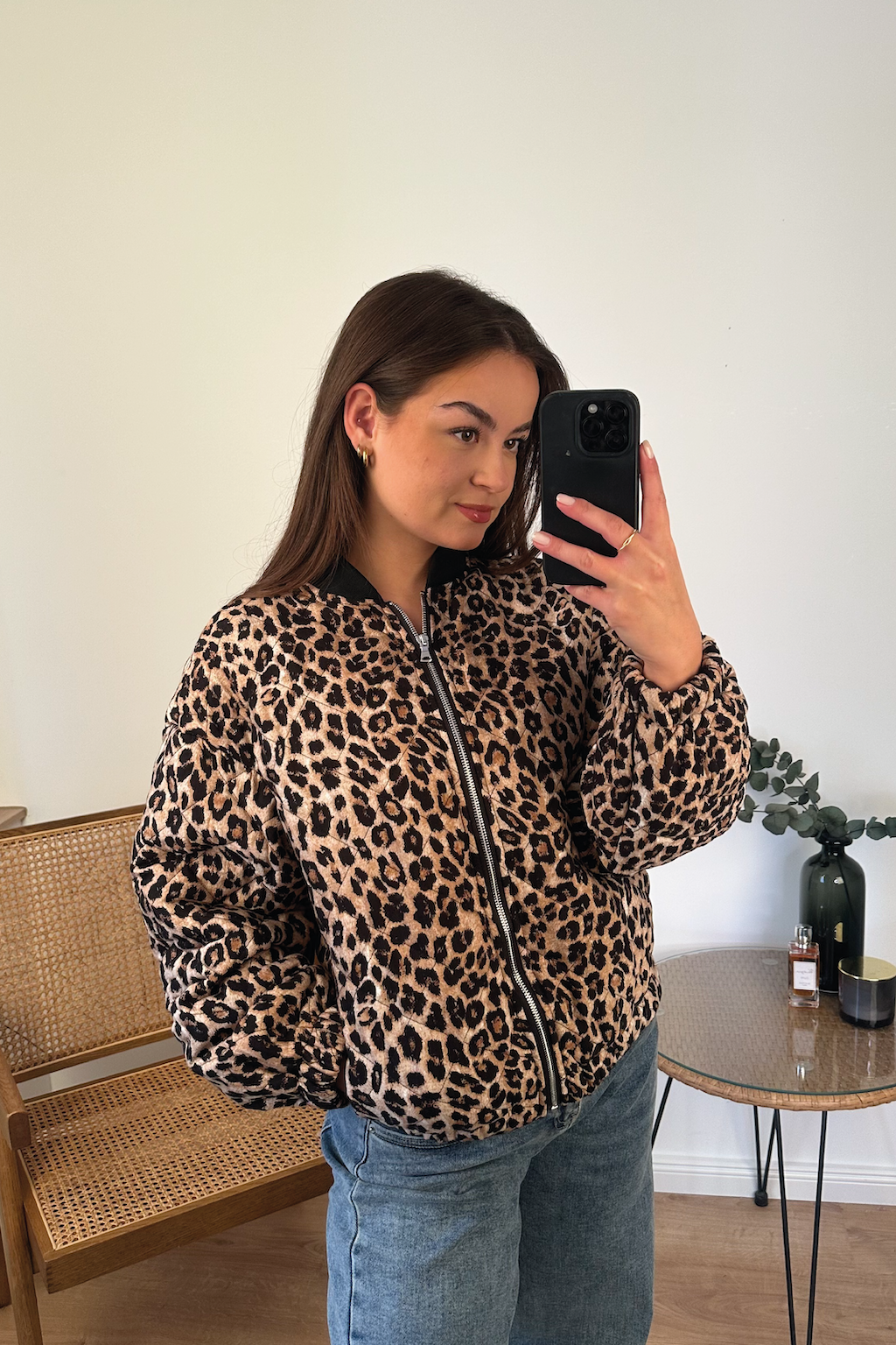 Blousonjacke mit Leoprint (Braun-Schwarz)