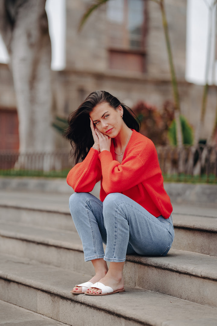 Cardigan mit Knopfleiste (Rot)