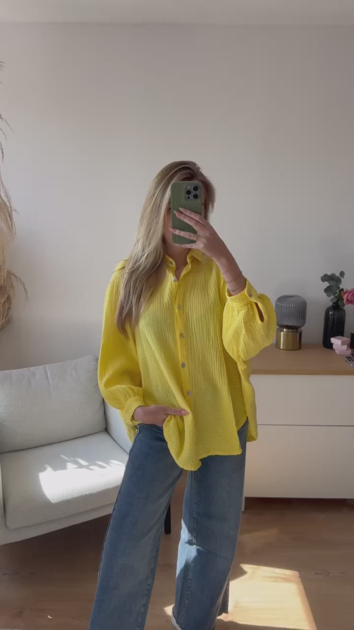 Kurze Musselin Hemdbluse (Gelb)