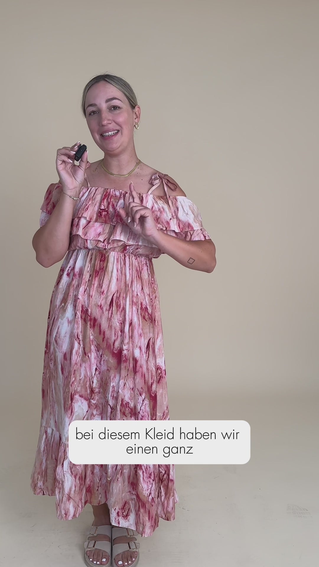 Kleid mit Volants und Spaghettiträgern (Rosa)