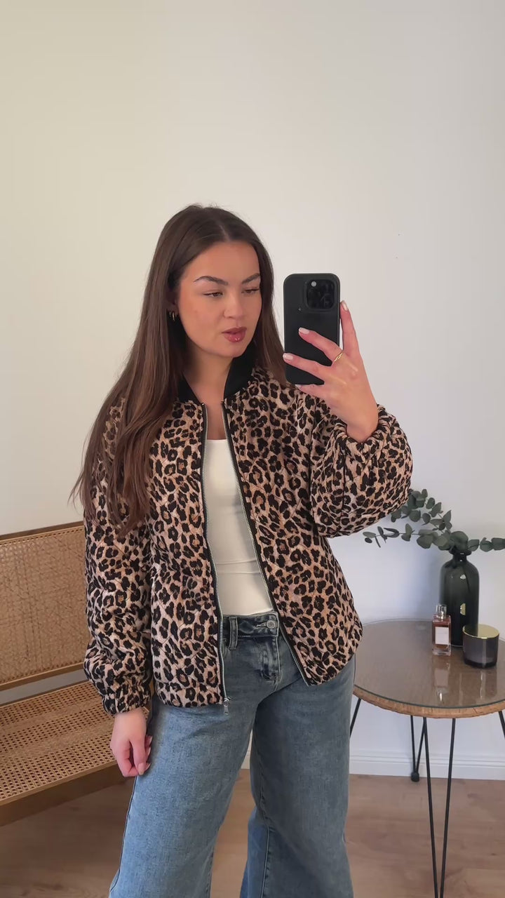 Blousonjacke mit Leoprint (Braun-Schwarz)