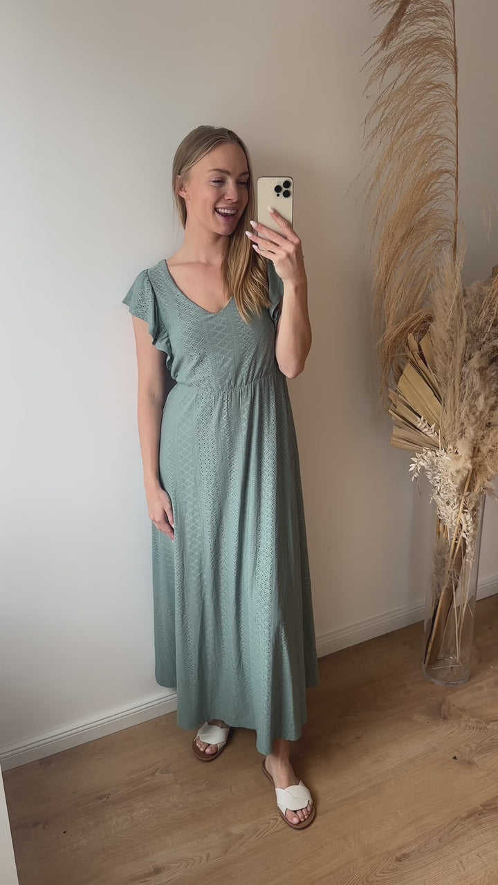 Maxikleid mit Stickdetails (Mint)