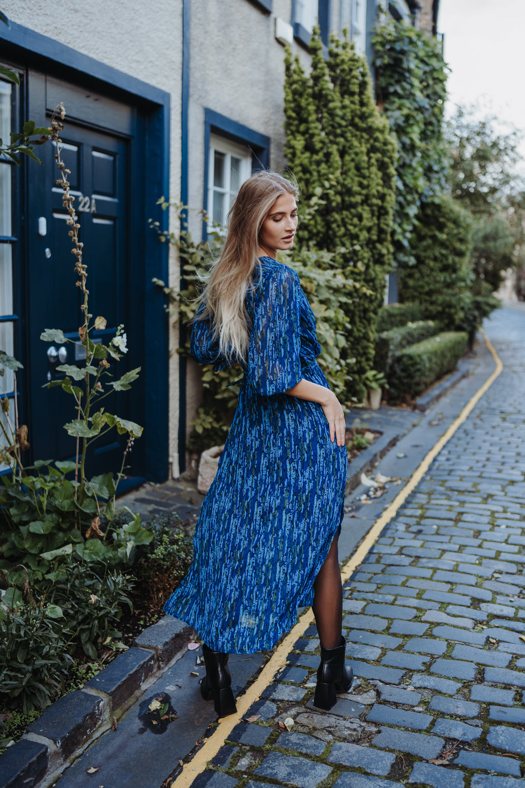 Maxikleid mit Print (Blau-Grün)