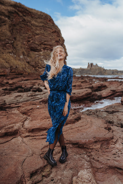 Maxikleid mit Print (Blau-Grün)