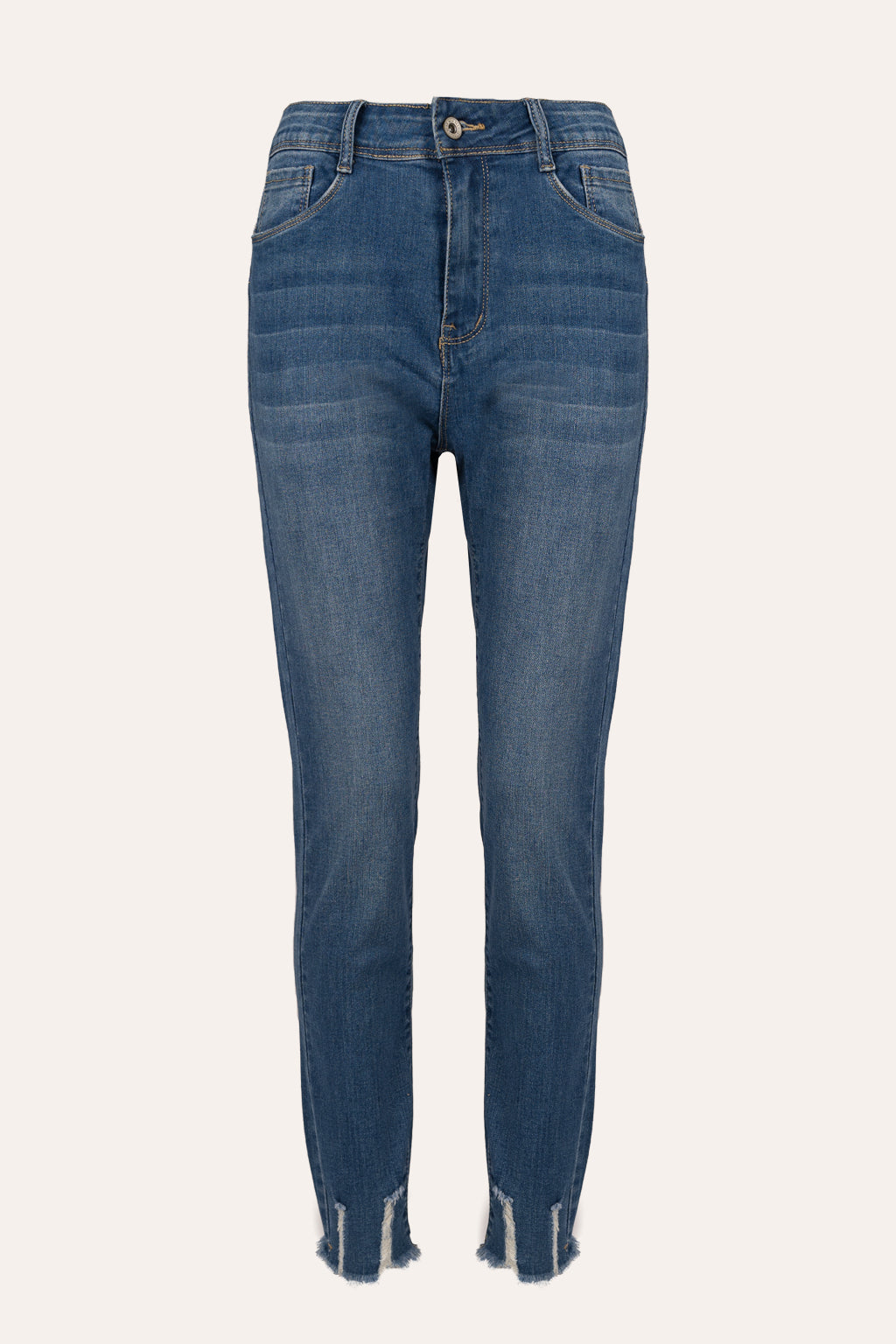 Skinny Jeans mit Fransen (Blau)