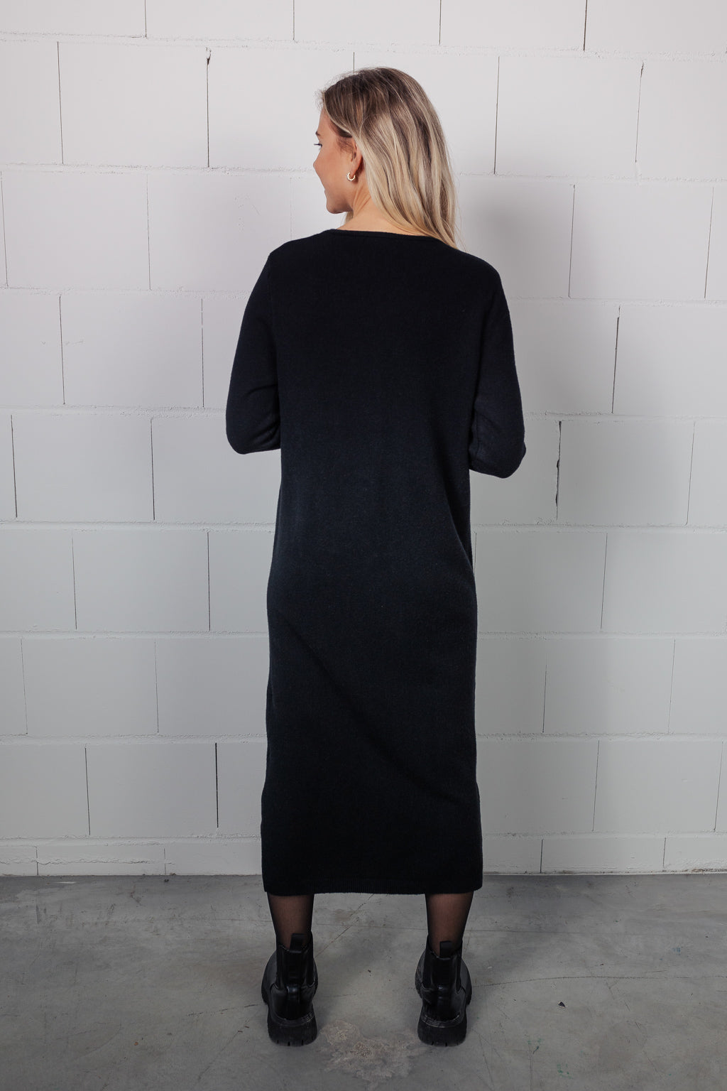 Long Cardigan mit Taschen (Schwarz)