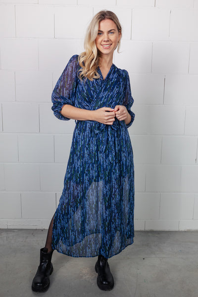 Maxikleid mit Print (Blau-Grün)