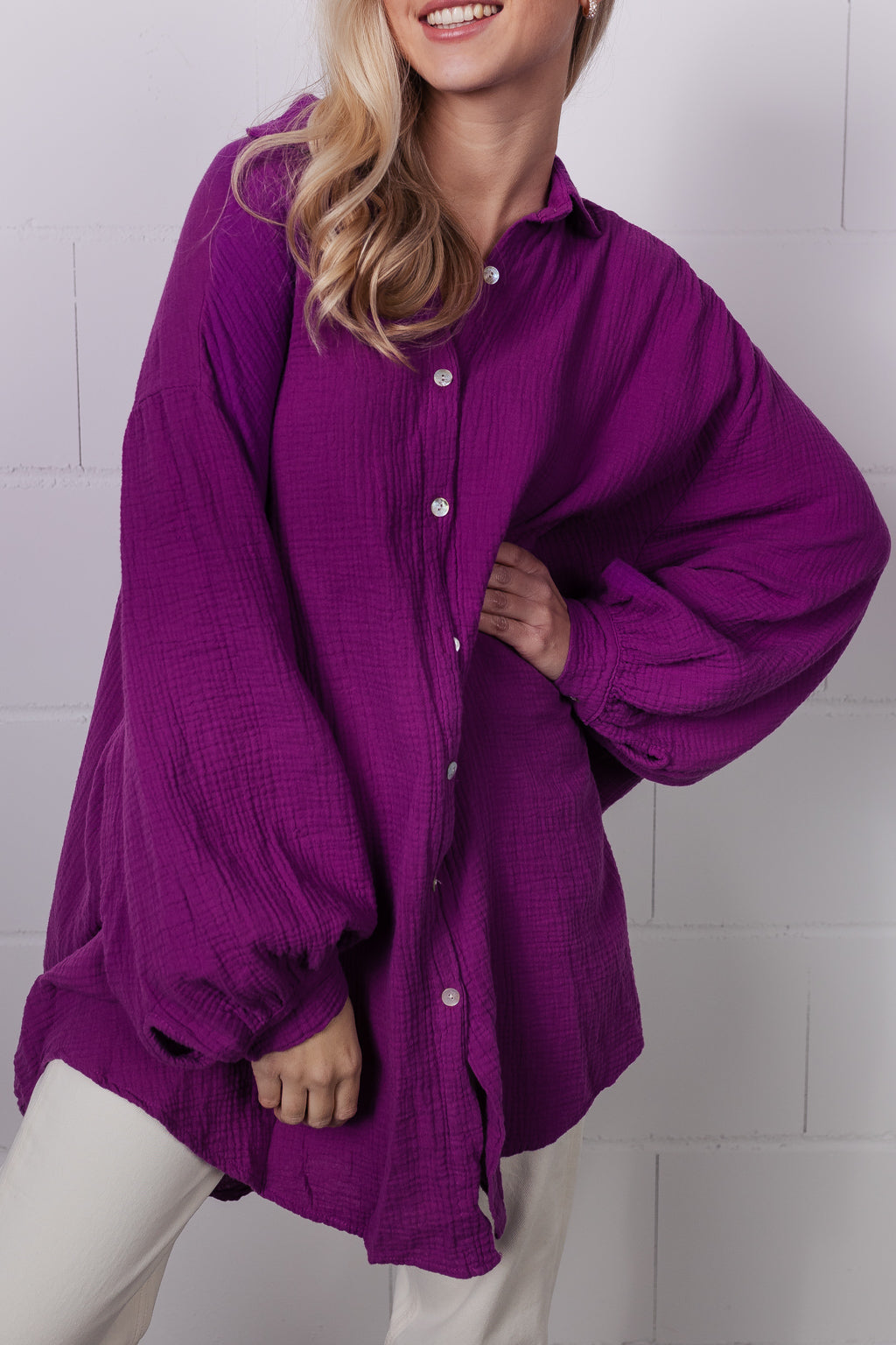 Musselin Hemdbluse (Fuchsia)