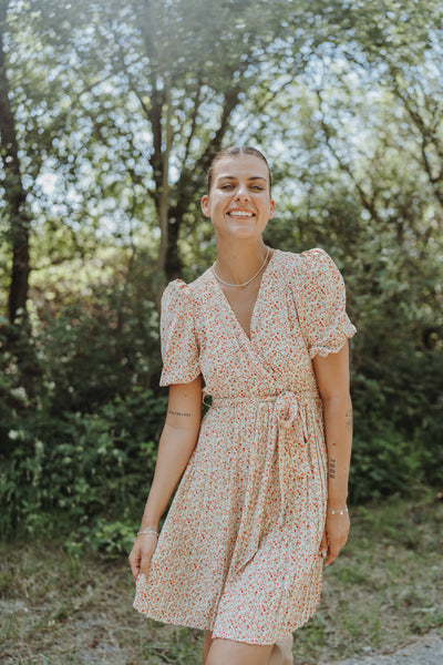 Kleid mit Plisseerock (Weiß-Rot)