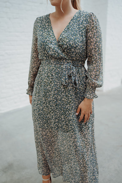 Maxikleid mit Blumenprint (Grün)