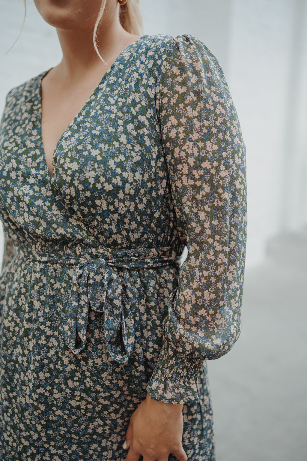 Maxikleid mit Blumenprint (Grün)
