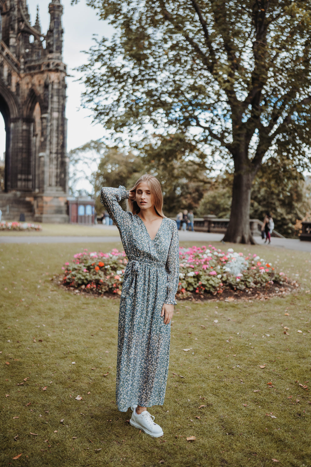 Maxikleid mit Blumenprint (Grün)