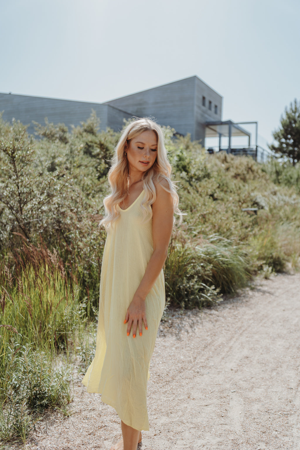 Strandkleid aus Musselin (Gelb)