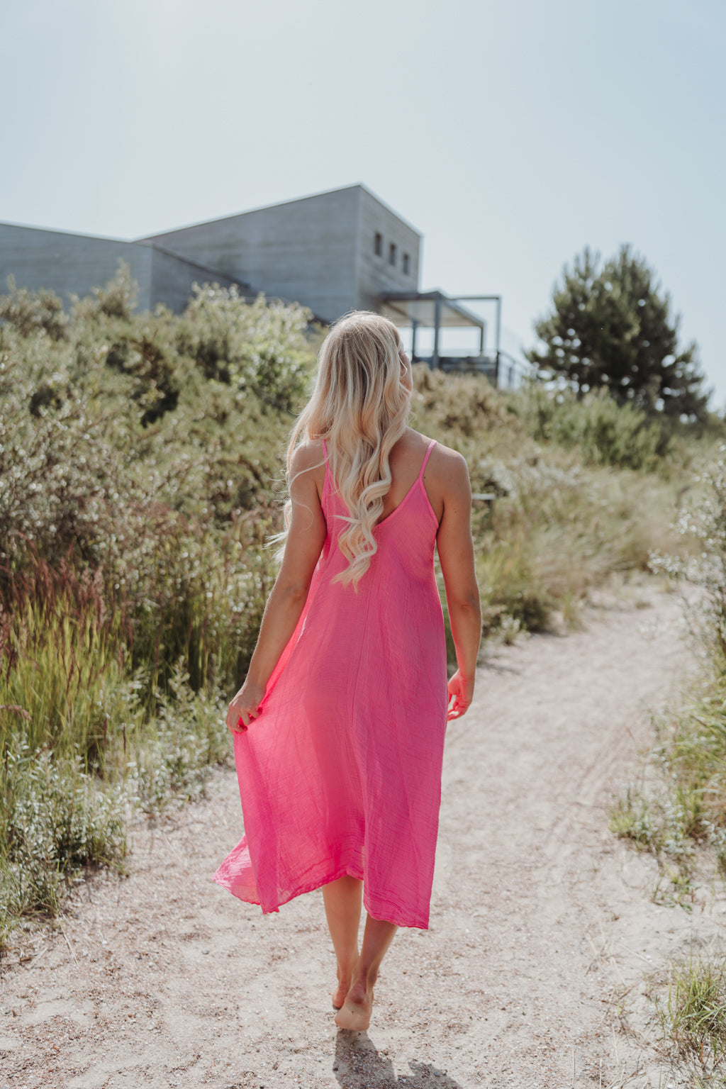 Strandkleid aus Musselin (Pink)