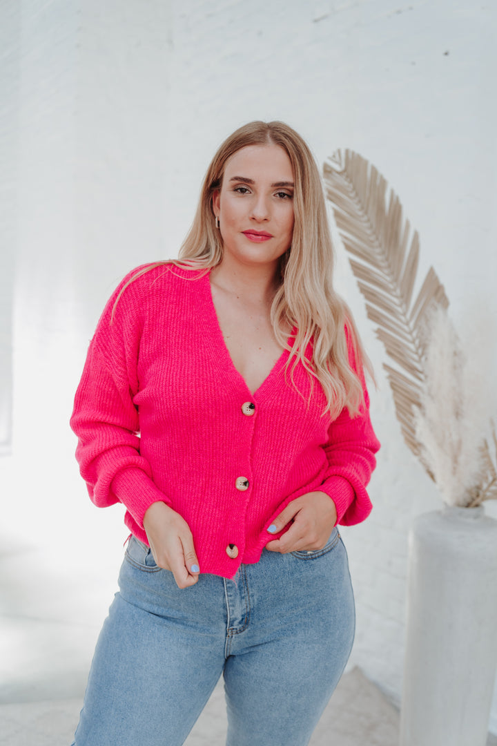 Cardigan mit Knopfleiste (Pink)