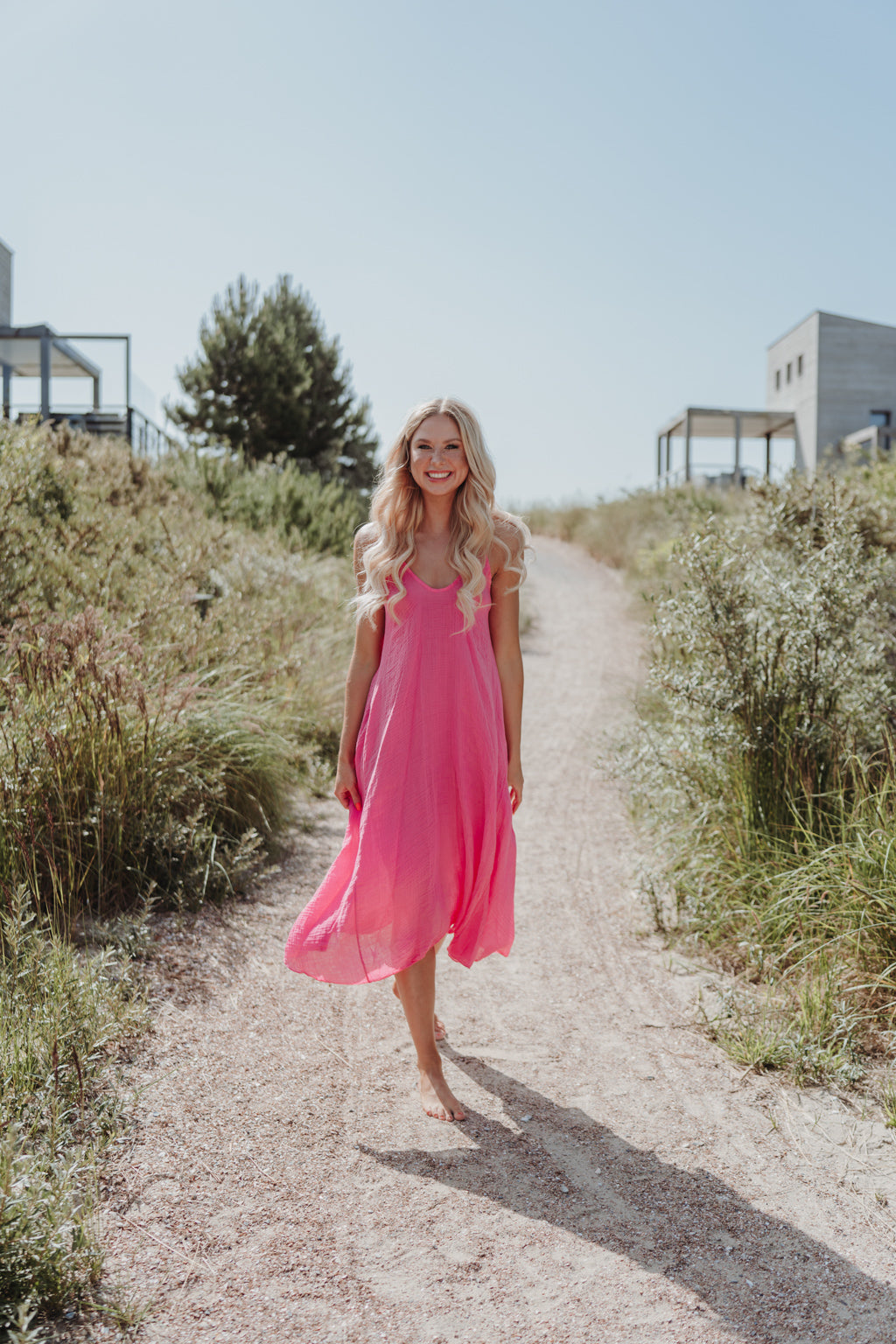 Strandkleid aus Musselin (Pink)