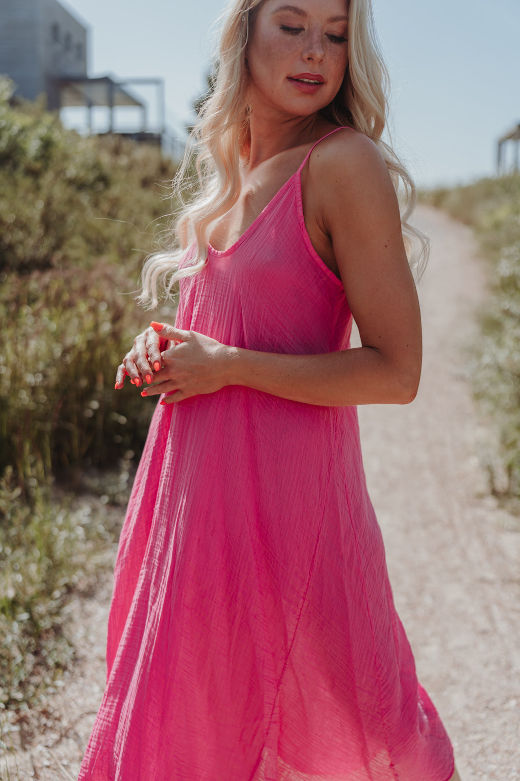 Strandkleid aus Musselin (Pink)