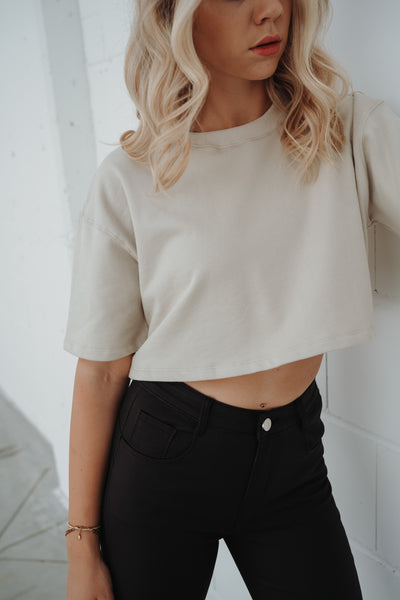 Cropped T-Shirt (Beige)