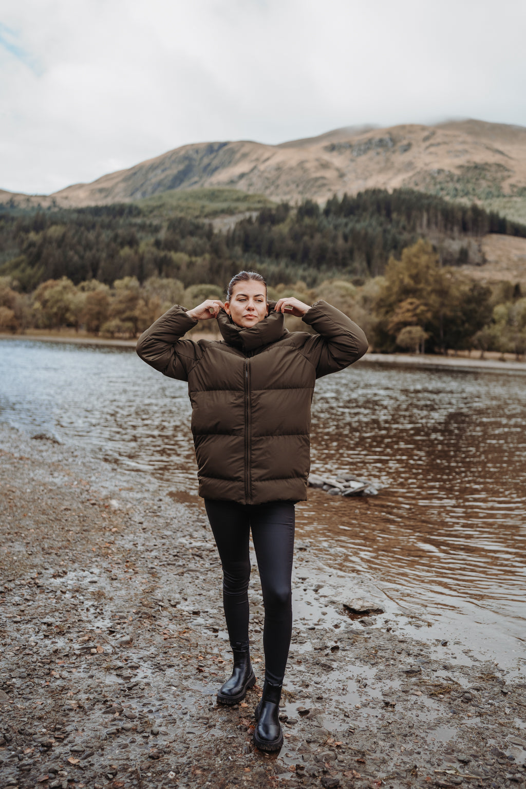 Steppjacke mit Kapuze (Khaki)