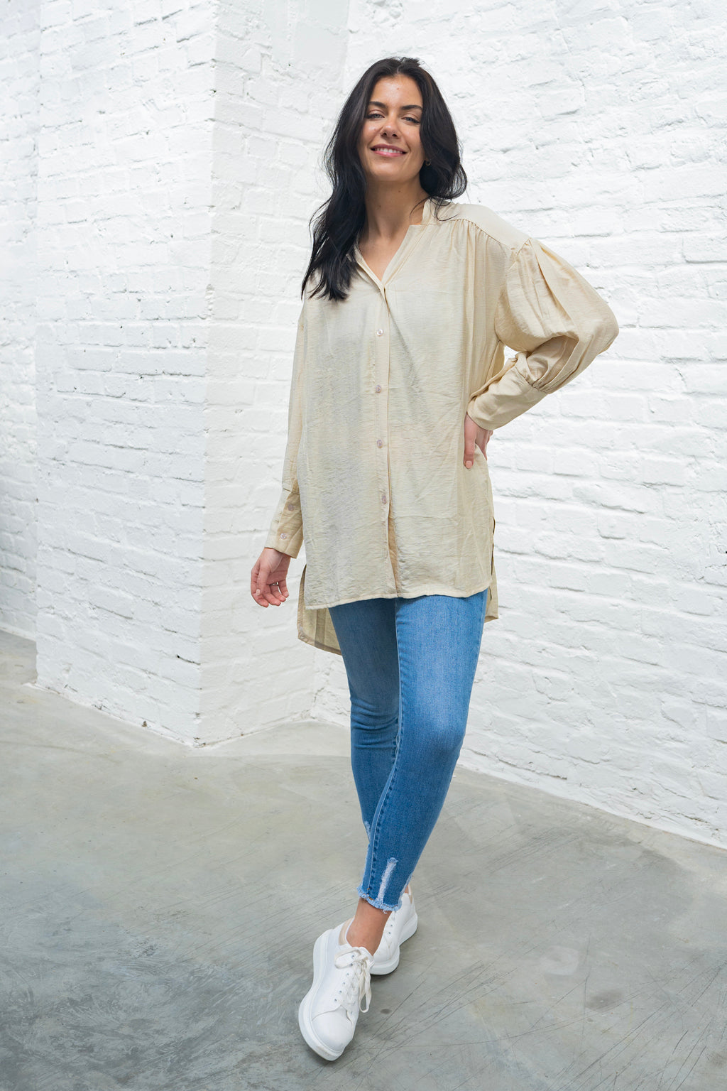 Oversize Bluse (Beige)