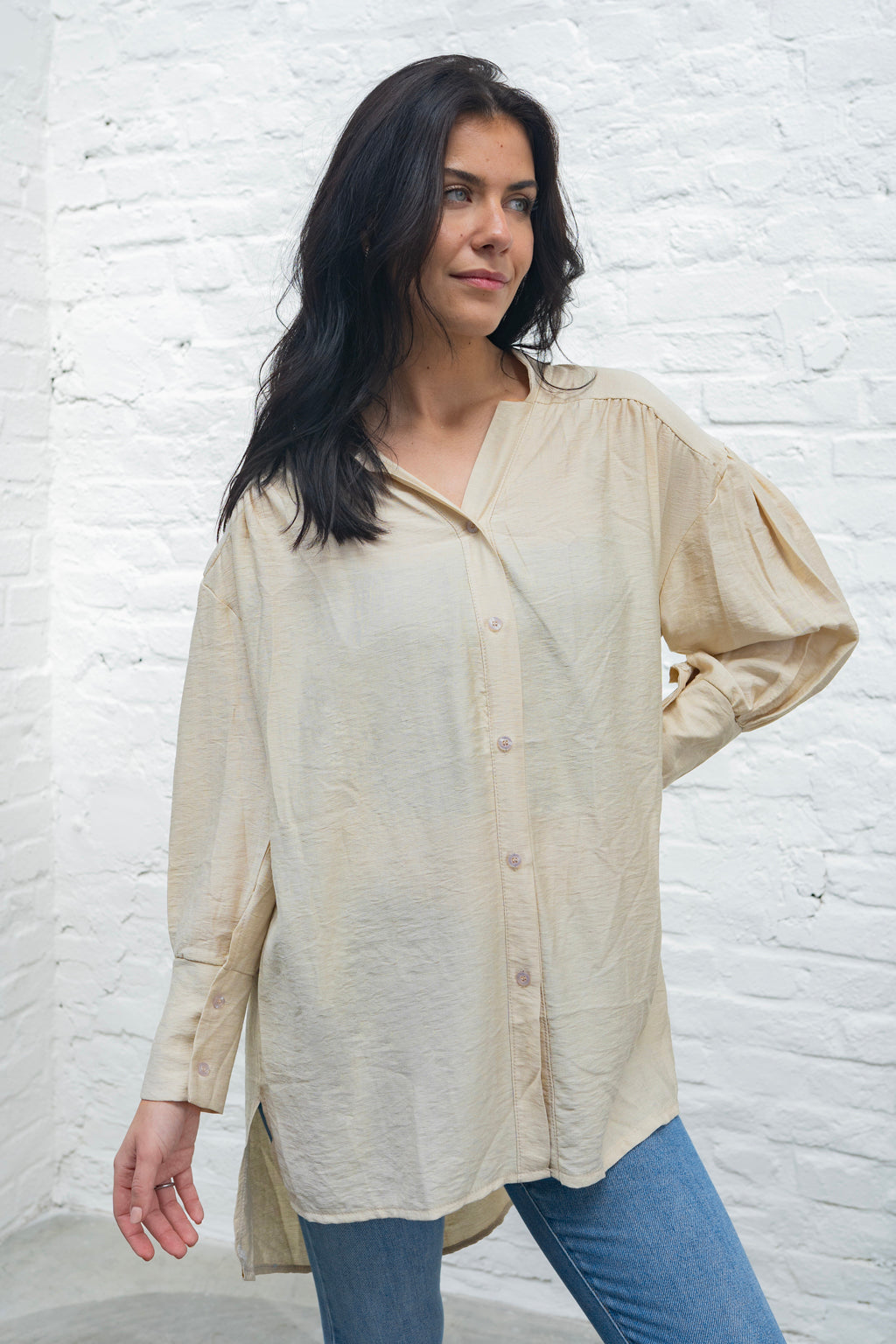 Oversize Bluse (Beige)