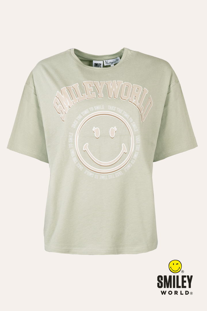 T-Shirt Smiley mit weitem Arm (Pistazie)