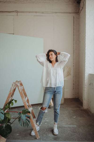 Bluse mit Spitzendetails (Weiß)