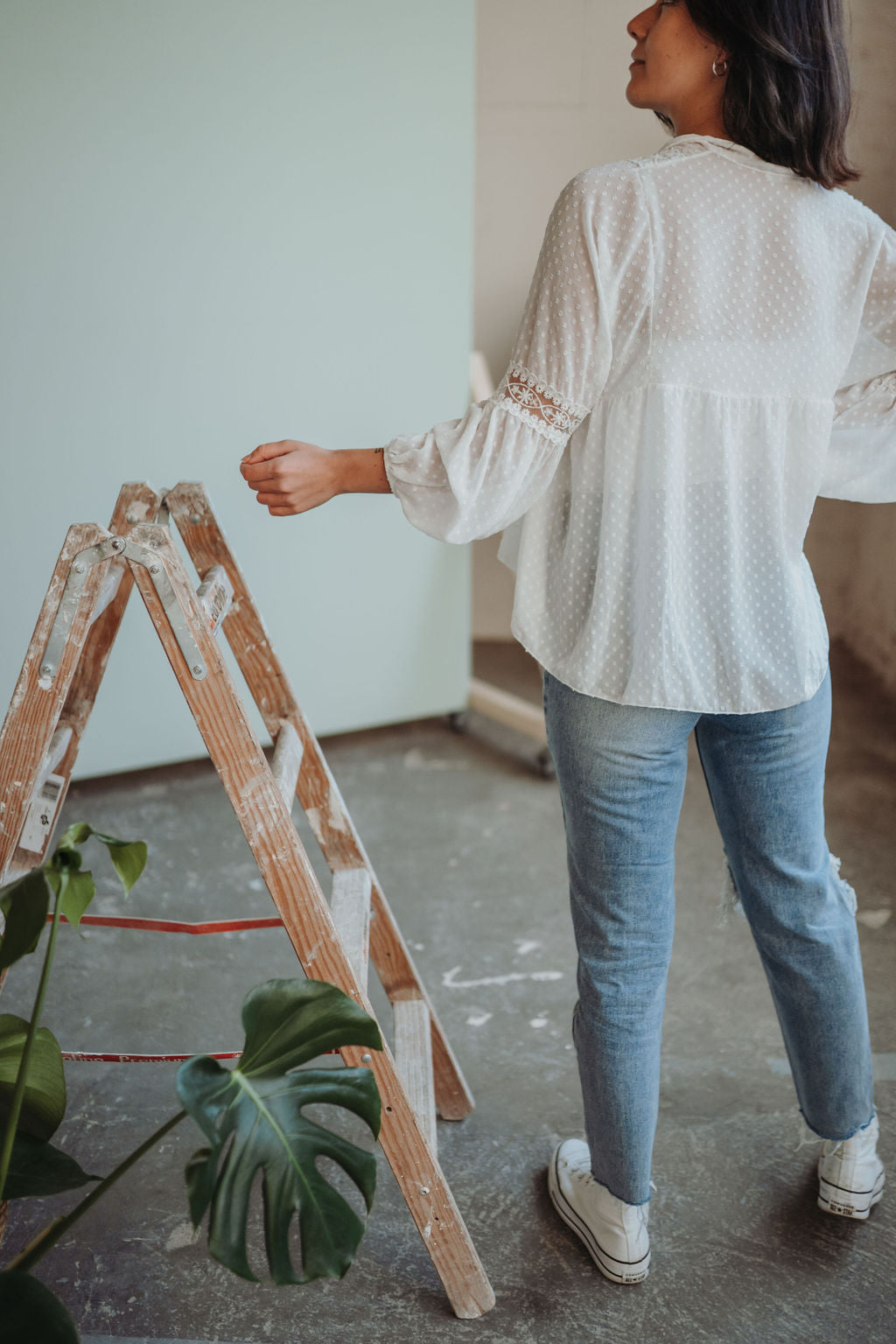 Bluse mit Spitzendetails (Weiß)