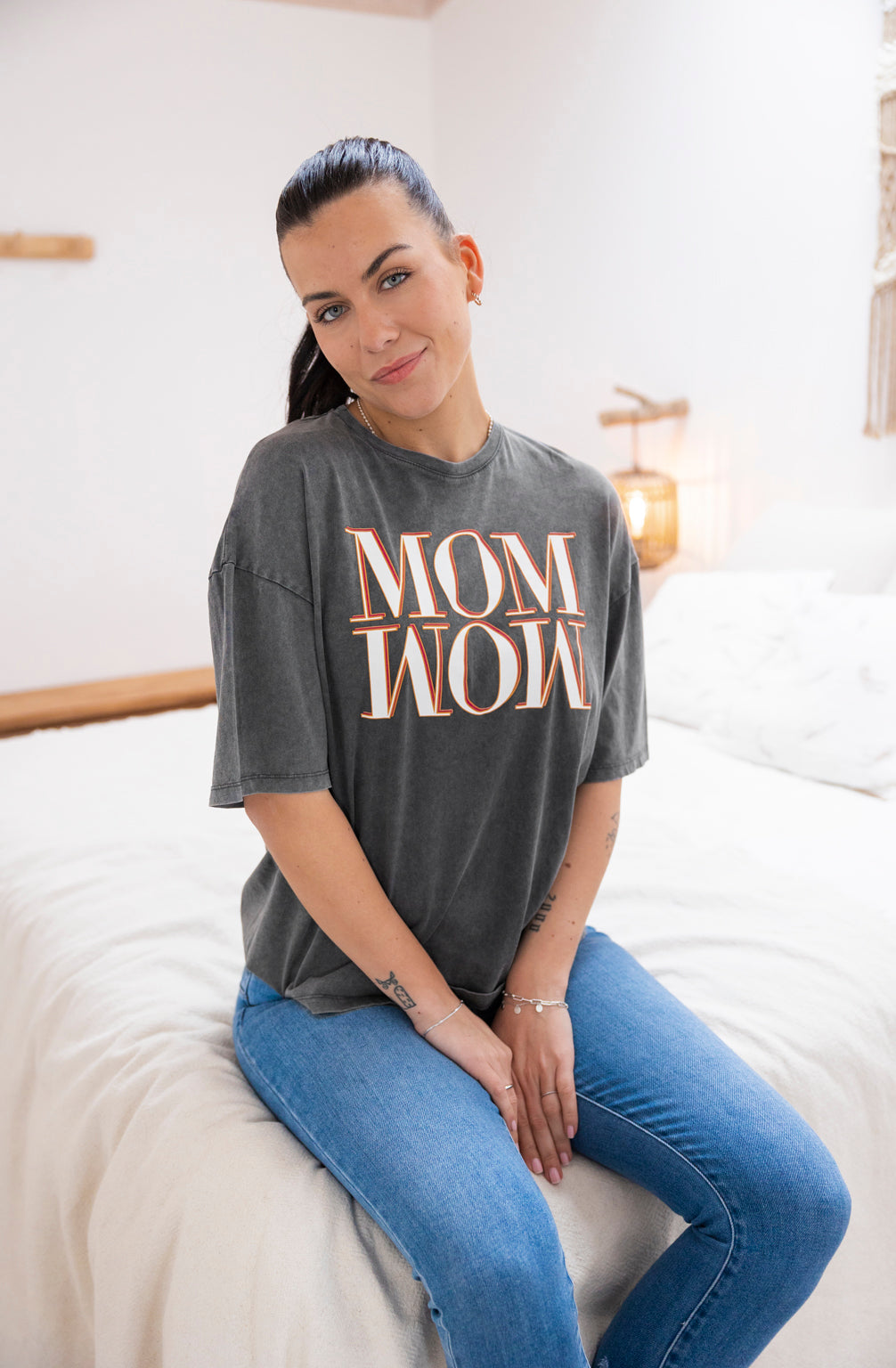 T-Shirt MOM mit weitem Arm (Acid-Grau)